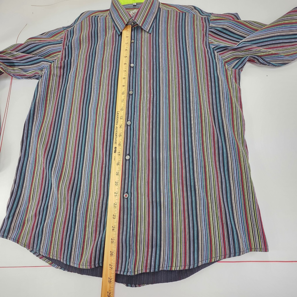 Modern Statement Visconti Dress Shirt Men’s XL Multicolor Stripe Date Night - Picture 11 of 13